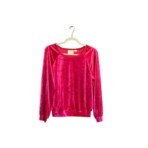 Anthropologie Maeve hot pink fuchsia velour velvet top Y2K meets 80s small